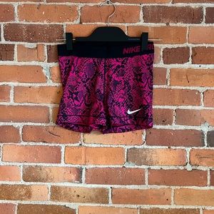 Hot Pink and Black Snakeskin Print Workout Shorts